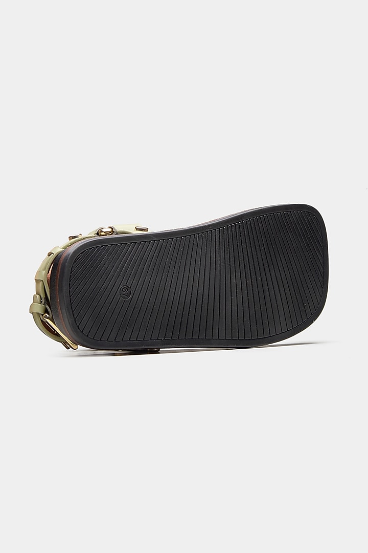 Green Genuine Leather Flats by Oroh at Pernia's Pop Up Shop