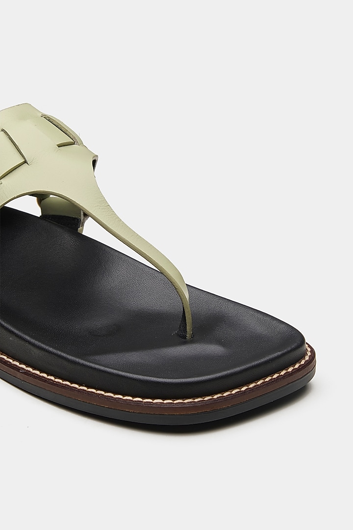 Green Genuine Leather Flats by Oroh at Pernia's Pop Up Shop