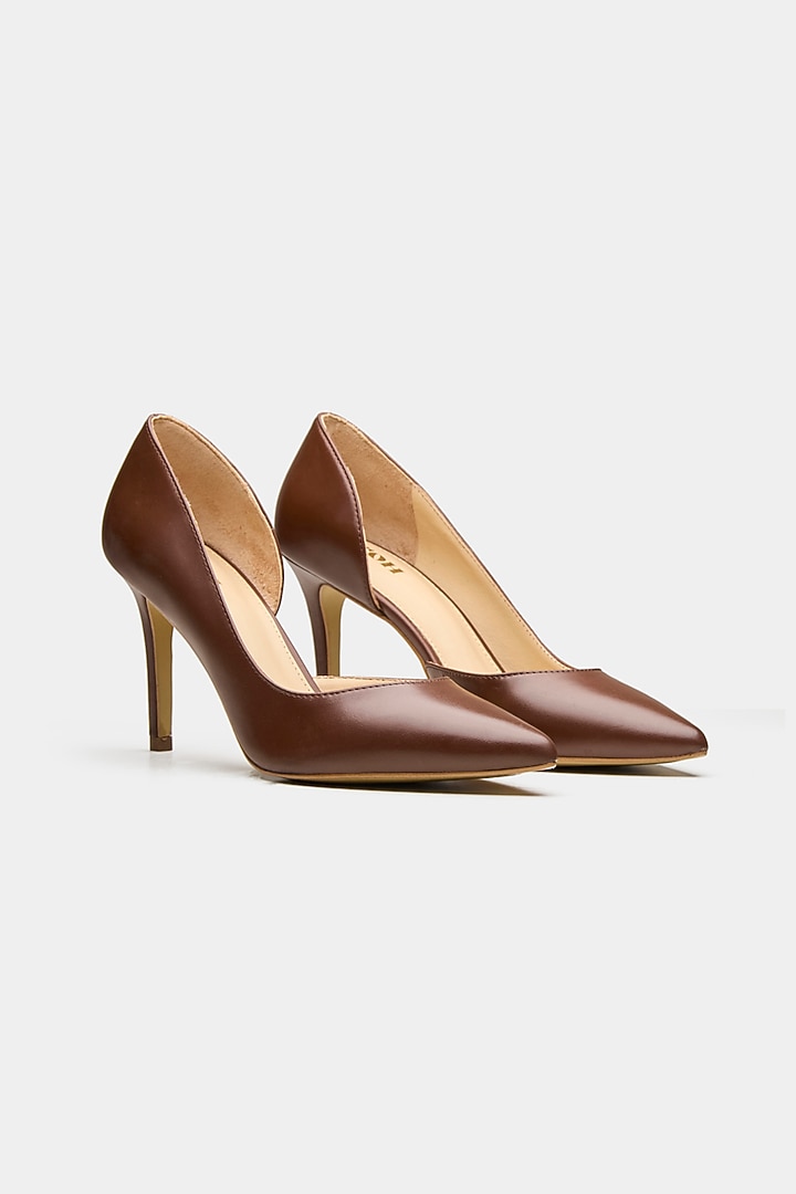 Brown Genuine Leather Pump Heels by Oroh at Pernia's Pop Up Shop