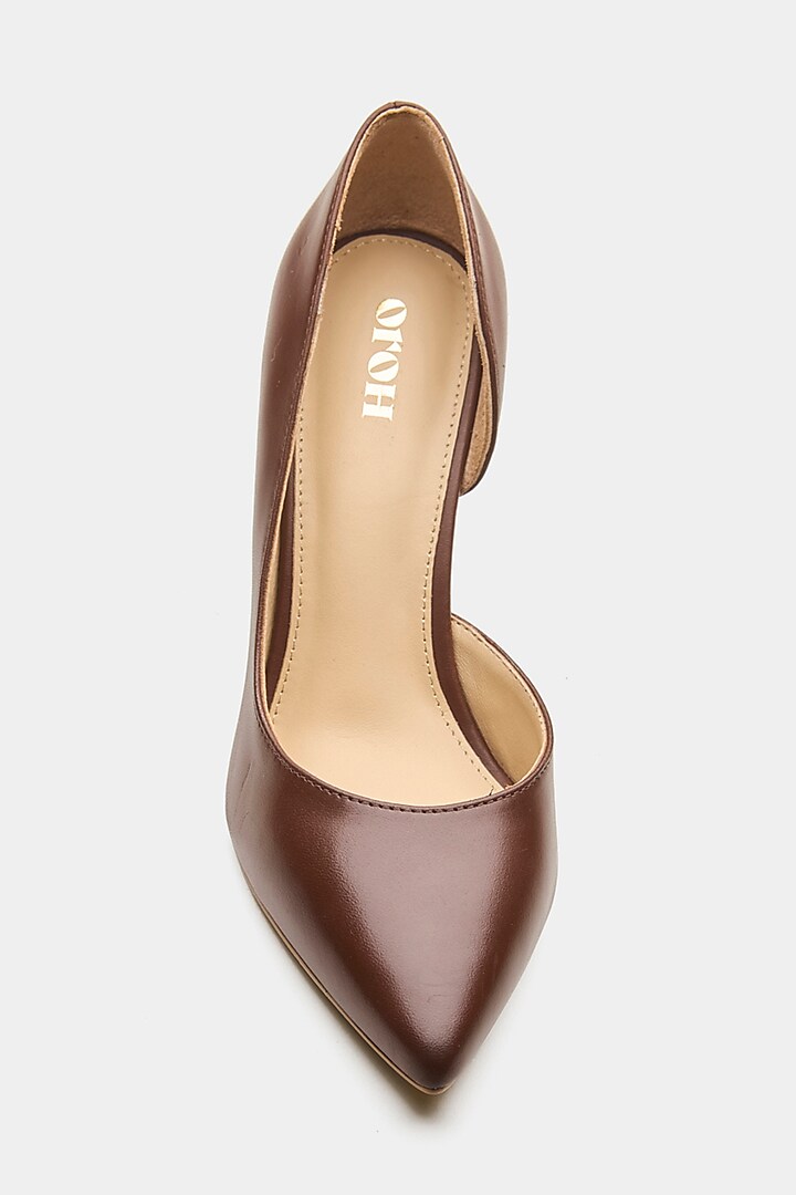Brown Genuine Leather Pump Heels by Oroh at Pernia's Pop Up Shop