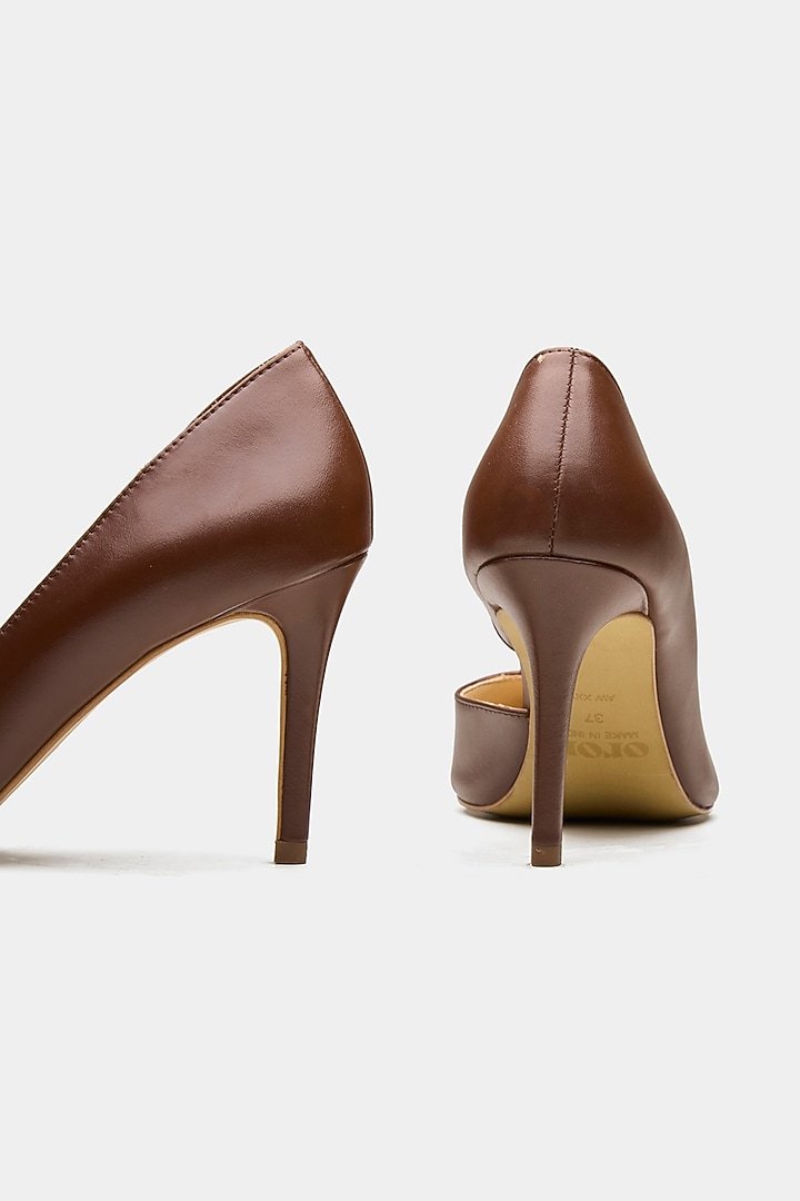 Brown Genuine Leather Pump Heels by Oroh at Pernia's Pop Up Shop