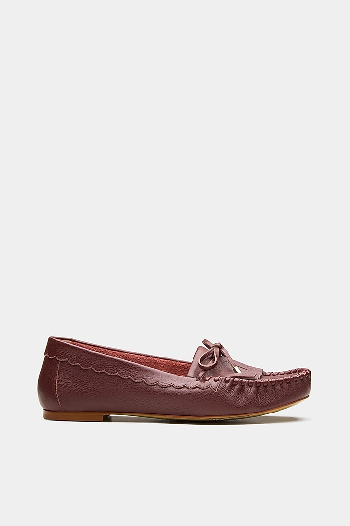 Maroon Genuine Leather Slip-On Loafers by Oroh at Pernia's Pop Up Shop