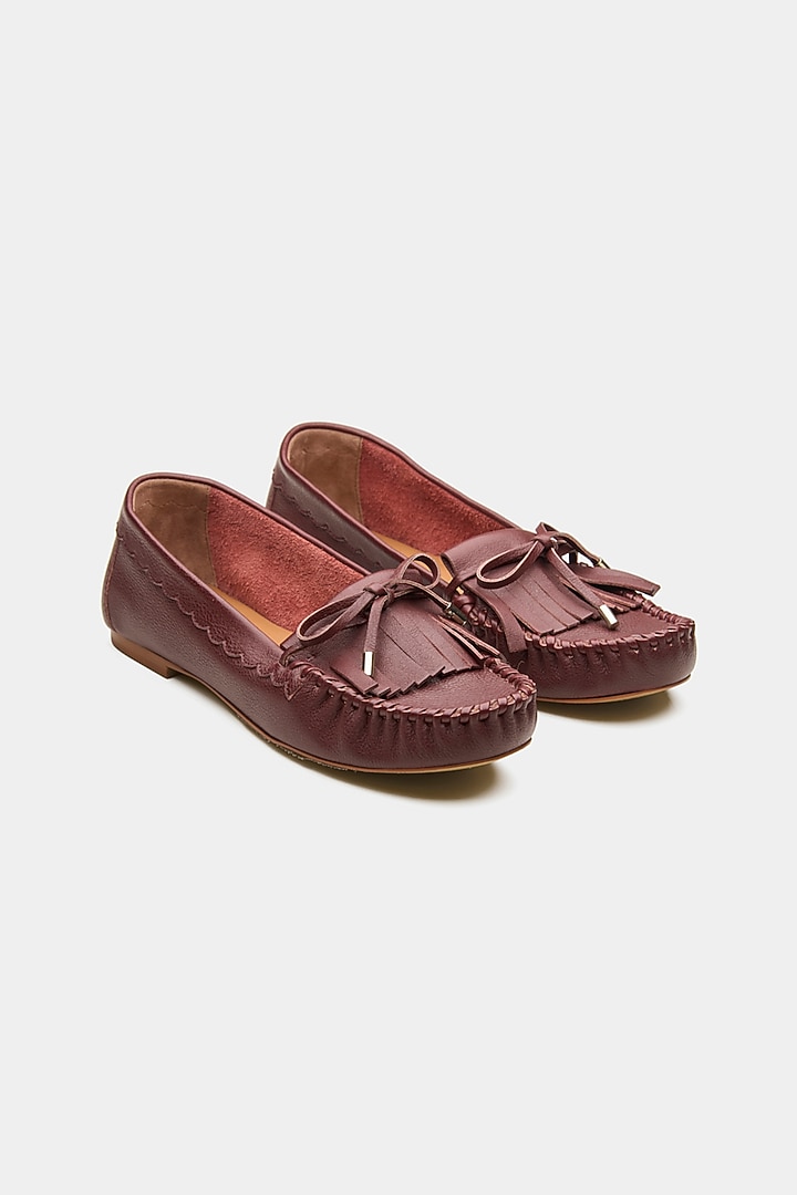 Maroon Genuine Leather Slip-On Loafers by Oroh at Pernia's Pop Up Shop
