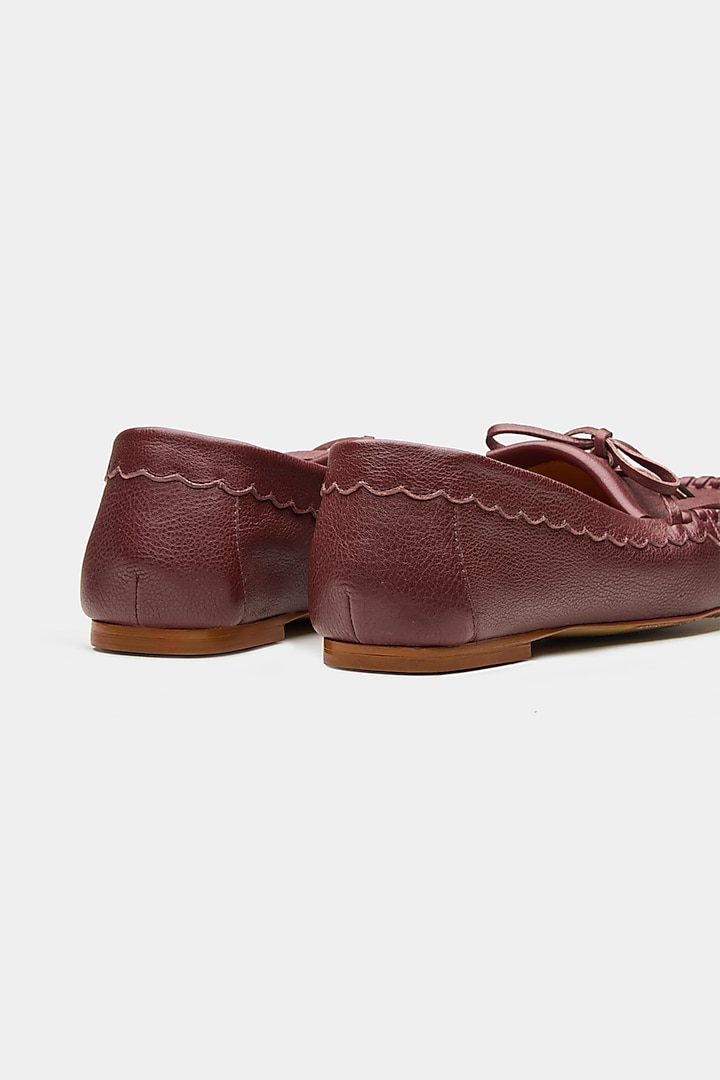 Maroon Genuine Leather Slip-On Loafers by Oroh at Pernia's Pop Up Shop