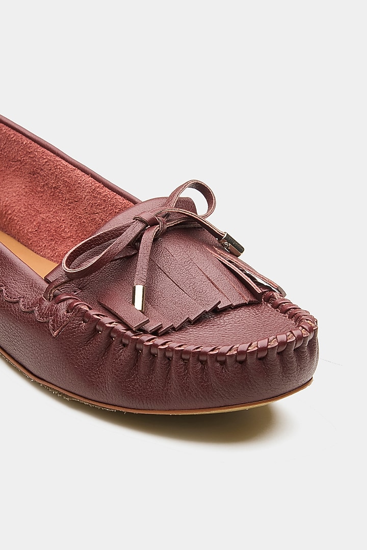 Maroon Genuine Leather Slip-On Loafers by Oroh at Pernia's Pop Up Shop
