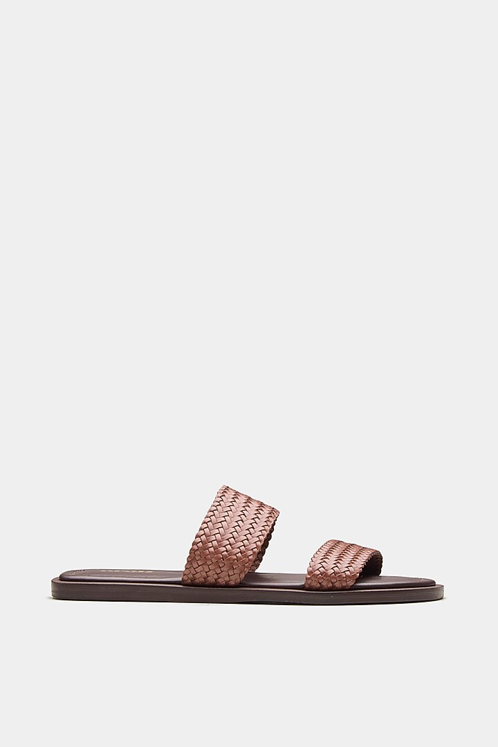 Brown Genuine Leather Open-Toe Flats by Oroh at Pernia's Pop Up Shop