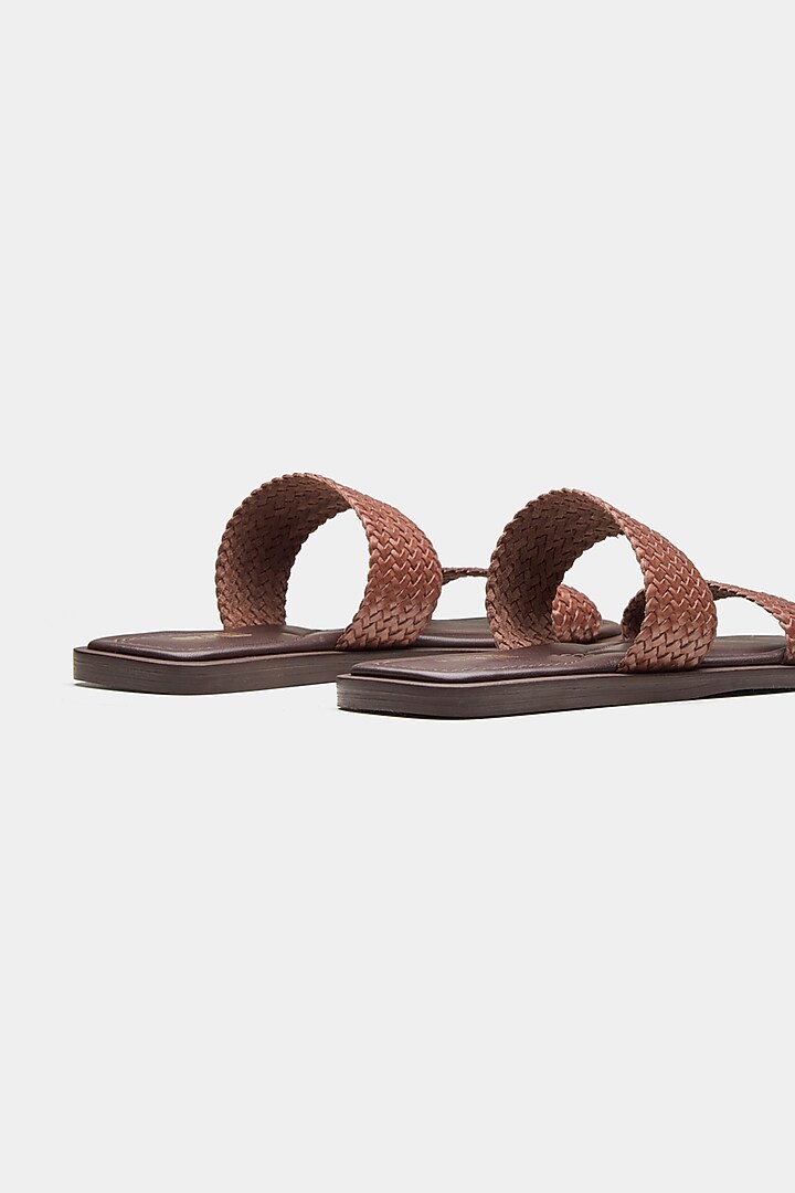 Brown Genuine Leather Open-Toe Flats by Oroh at Pernia's Pop Up Shop