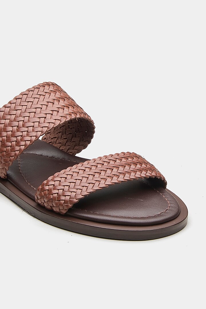 Brown Genuine Leather Open-Toe Flats by Oroh at Pernia's Pop Up Shop