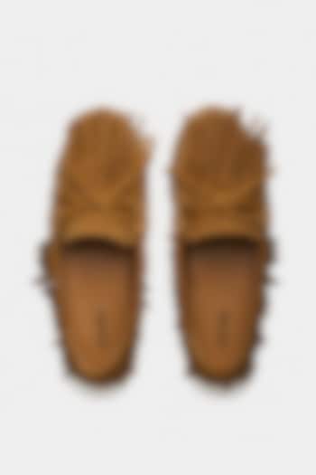 Tan Genuine Leather & Suede Shoes by Oroh at Pernia's Pop Up Shop