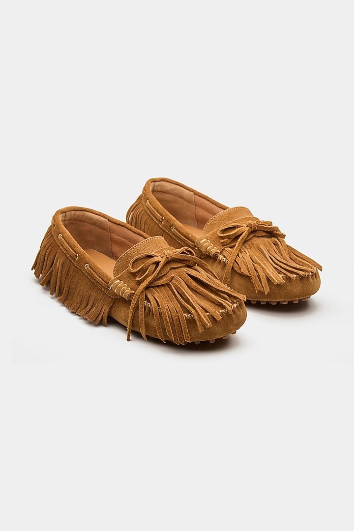 Tan Genuine Leather & Suede Shoes by Oroh at Pernia's Pop Up Shop