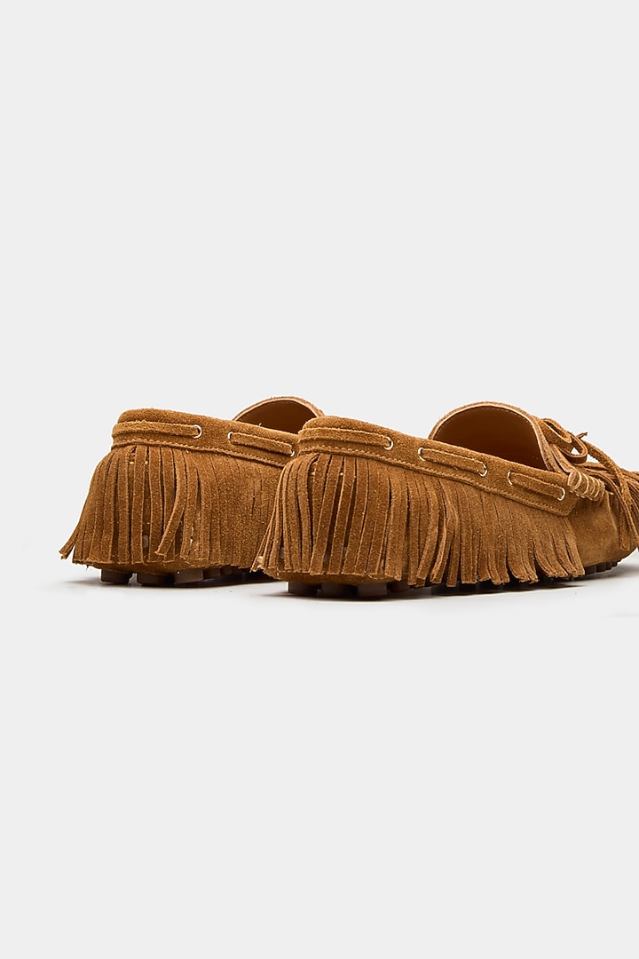 Tan Genuine Leather & Suede Shoes by Oroh at Pernia's Pop Up Shop