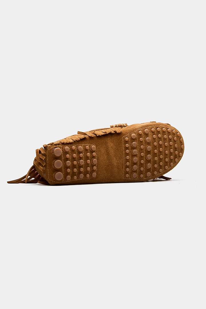 Tan Genuine Leather & Suede Shoes by Oroh at Pernia's Pop Up Shop