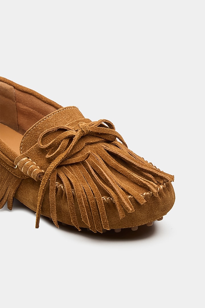 Tan Genuine Leather & Suede Shoes by Oroh at Pernia's Pop Up Shop