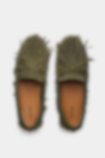 Green Genuine Leather & Suede Shoes by Oroh at Pernia's Pop Up Shop