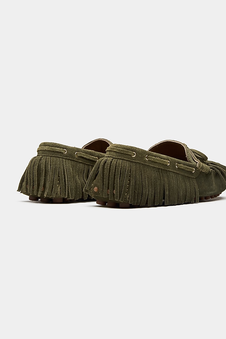 Green Genuine Leather & Suede Shoes by Oroh at Pernia's Pop Up Shop