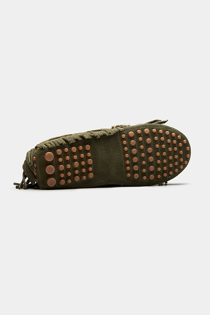 Green Genuine Leather & Suede Shoes by Oroh at Pernia's Pop Up Shop
