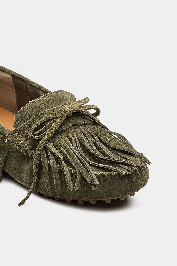 Green Genuine Leather & Suede Shoes by Oroh at Pernia's Pop Up Shop