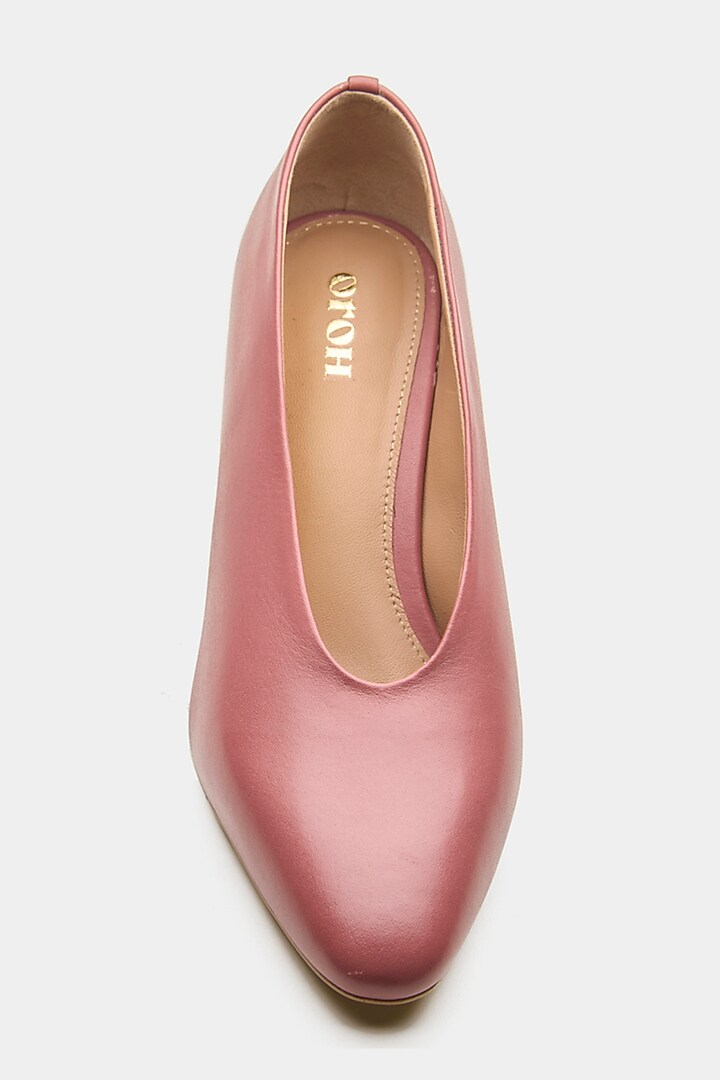 Pink Genuine Leather U-Cut Pointed Pump Heels by Oroh at Pernia's Pop Up Shop