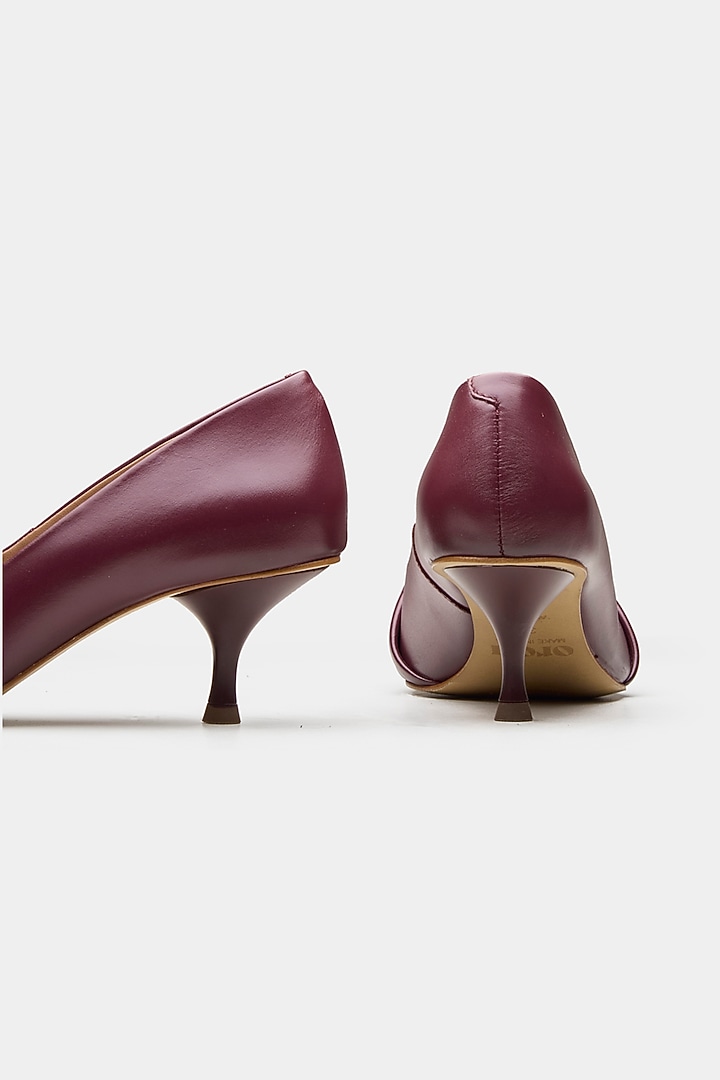 Maroon Genuine Leather Pearl Work Kitten Heels by Oroh at Pernia's Pop Up Shop