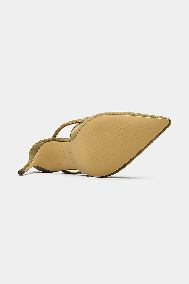 Green Genuine Leather Slingback Pointed-Toe Heels by Oroh at Pernia's Pop Up Shop