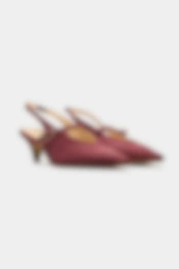 Maroon Genuine Leather Slingback Pointed-Toe Heels by Oroh at Pernia's Pop Up Shop