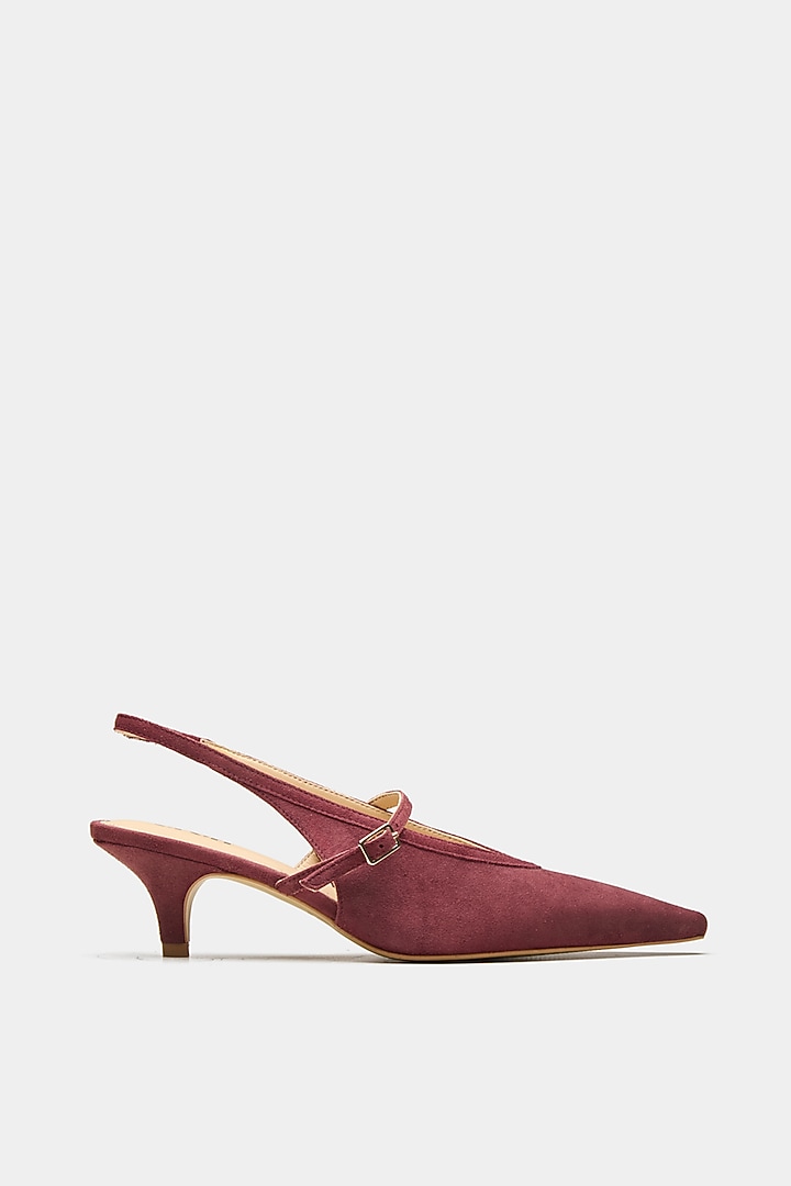 Maroon Genuine Leather Slingback Pointed-Toe Heels by Oroh at Pernia's Pop Up Shop
