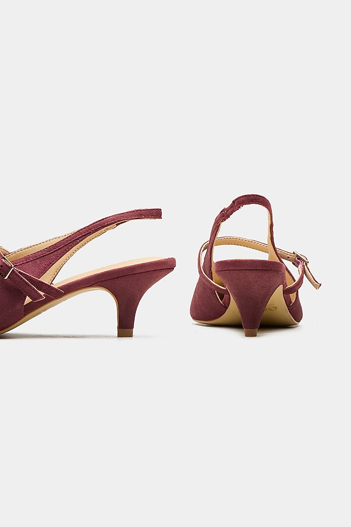 Maroon Genuine Leather Slingback Pointed-Toe Heels by Oroh at Pernia's Pop Up Shop