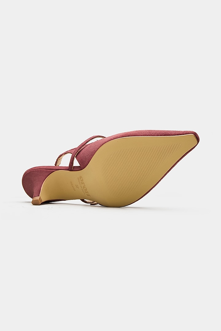 Maroon Genuine Leather Slingback Pointed-Toe Heels by Oroh at Pernia's Pop Up Shop