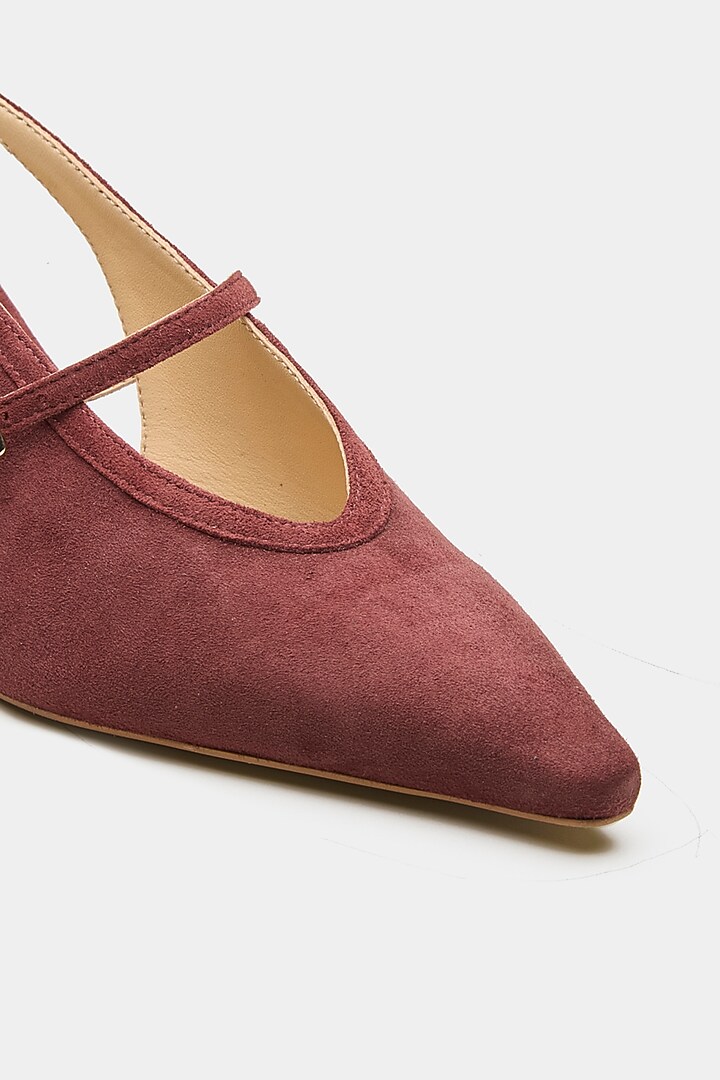Maroon Genuine Leather Slingback Pointed-Toe Heels by Oroh at Pernia's Pop Up Shop