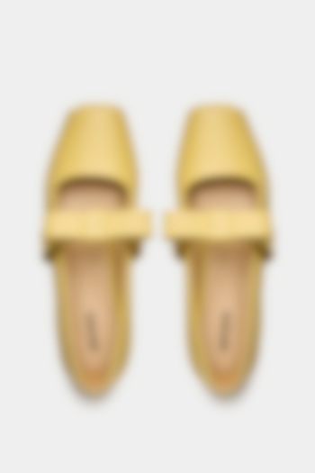 Yellow Genuine Leather Peep-Toe Flats by Oroh at Pernia's Pop Up Shop