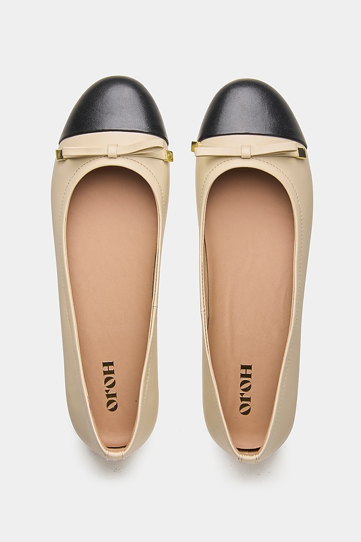 Off-White Patent Leather Ballerina Flats by Oroh at Pernia's Pop Up Shop