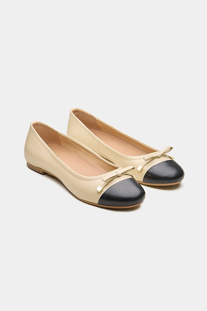 Off-White Patent Leather Ballerina Flats by Oroh at Pernia's Pop Up Shop