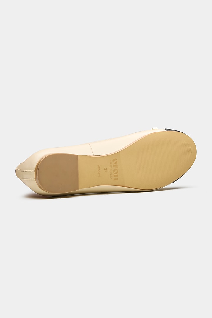 Off-White Patent Leather Ballerina Flats by Oroh at Pernia's Pop Up Shop