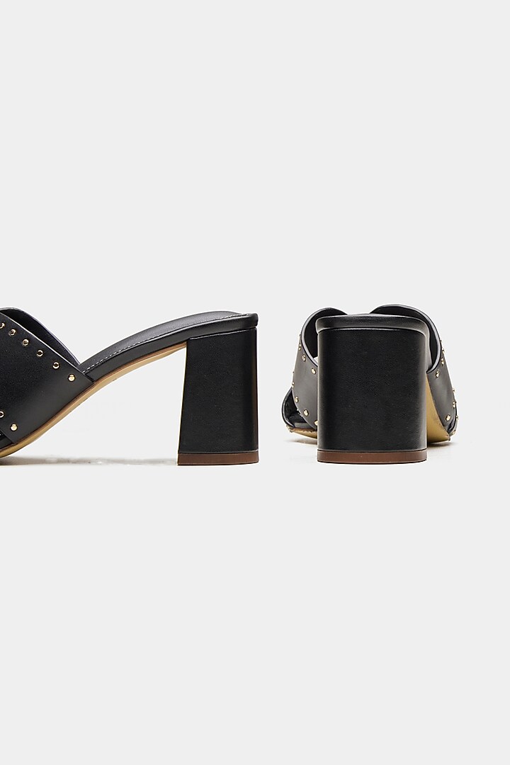 Black Crust Leather Embellished Chester Sandals by Oroh at Pernia's Pop Up Shop