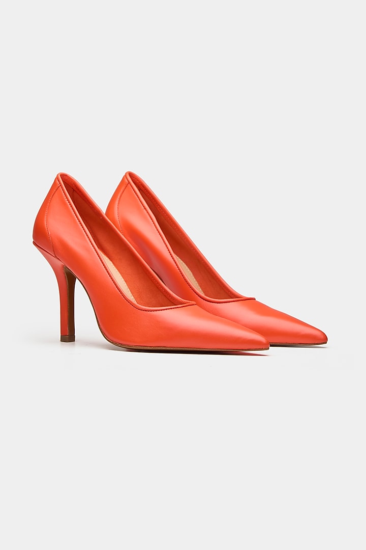 Orange Genuine Leather Pump Stiletto Heels by Oroh at Pernia's Pop Up Shop