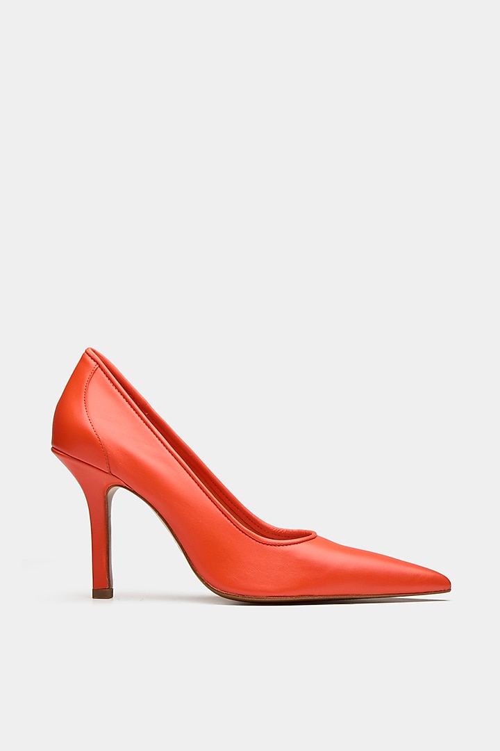 Orange Genuine Leather Pump Stiletto Heels by Oroh at Pernia's Pop Up Shop