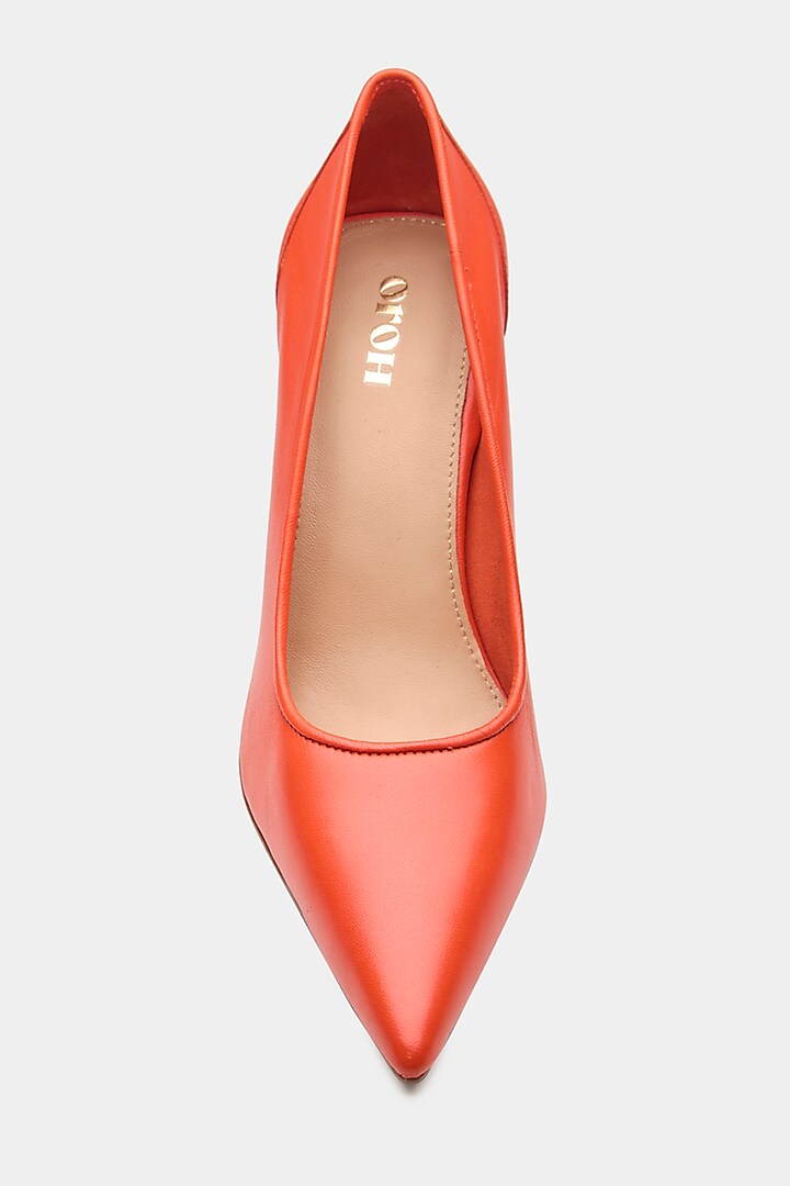 Orange Genuine Leather Pump Stiletto Heels by Oroh at Pernia's Pop Up Shop
