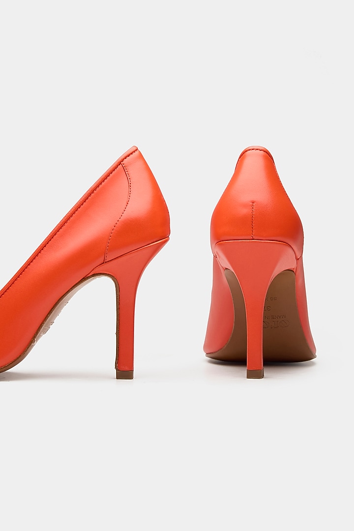 Orange Genuine Leather Pump Stiletto Heels by Oroh at Pernia's Pop Up Shop