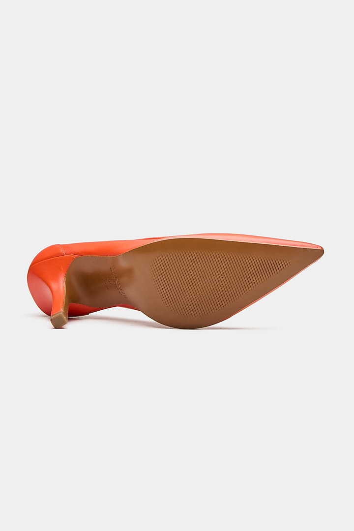 Orange Genuine Leather Pump Stiletto Heels by Oroh at Pernia's Pop Up Shop