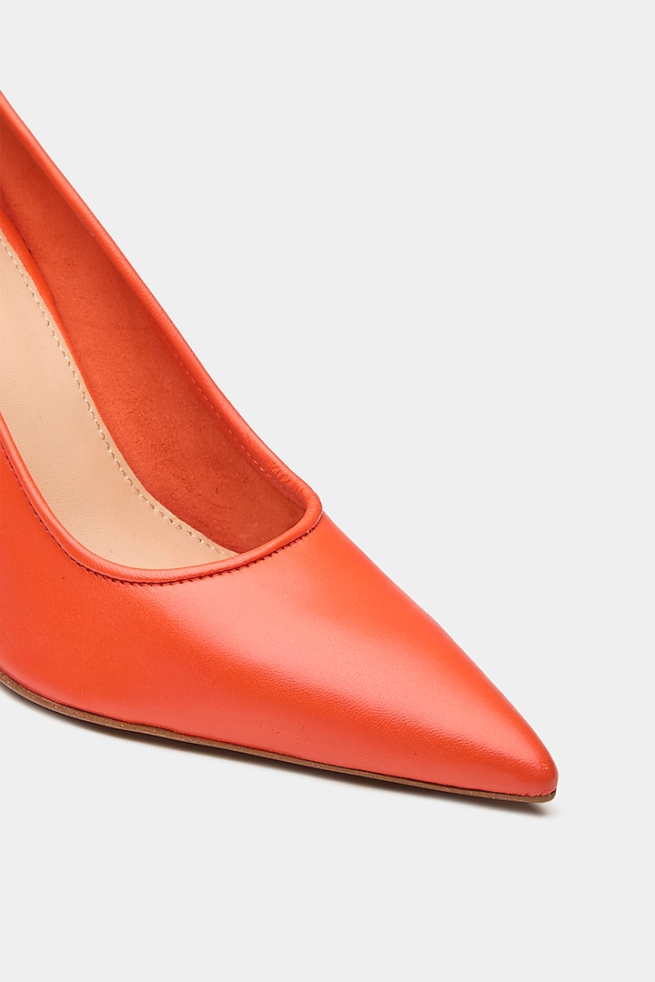 Orange Genuine Leather Pump Stiletto Heels by Oroh at Pernia's Pop Up Shop