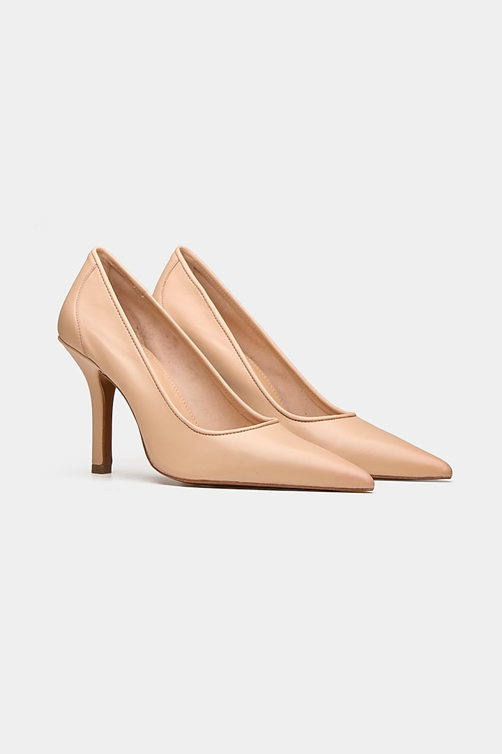 Nude Genuine Leather Pump Stiletto Heels by Oroh at Pernia's Pop Up Shop