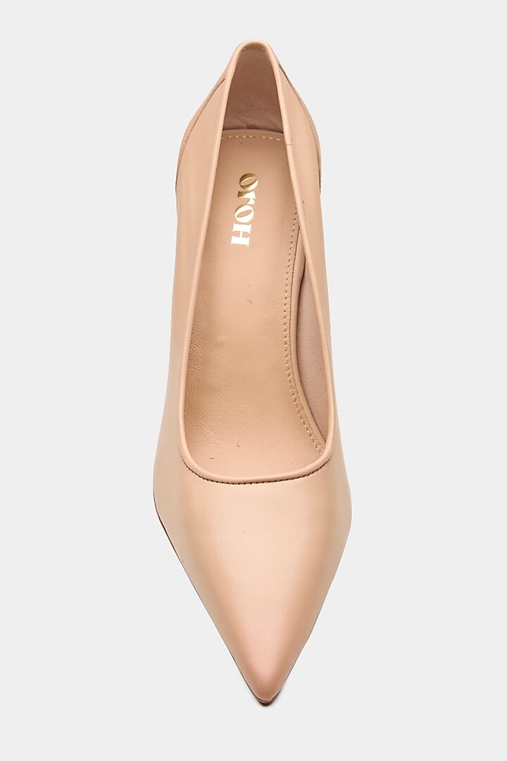 Nude Genuine Leather Pump Stiletto Heels by Oroh at Pernia's Pop Up Shop