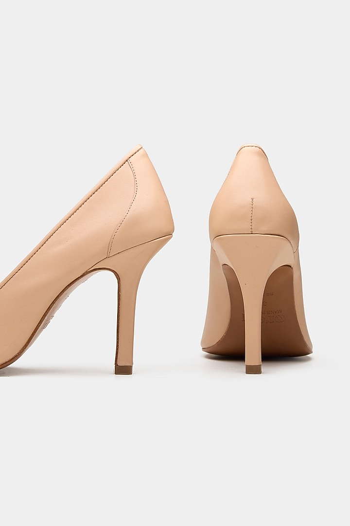 Nude Genuine Leather Pump Stiletto Heels by Oroh at Pernia's Pop Up Shop