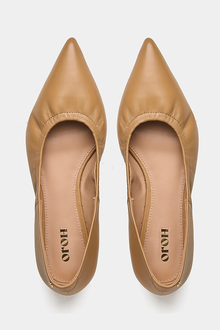 Nude Crust Leather Ballerina Heels by Oroh at Pernia's Pop Up Shop