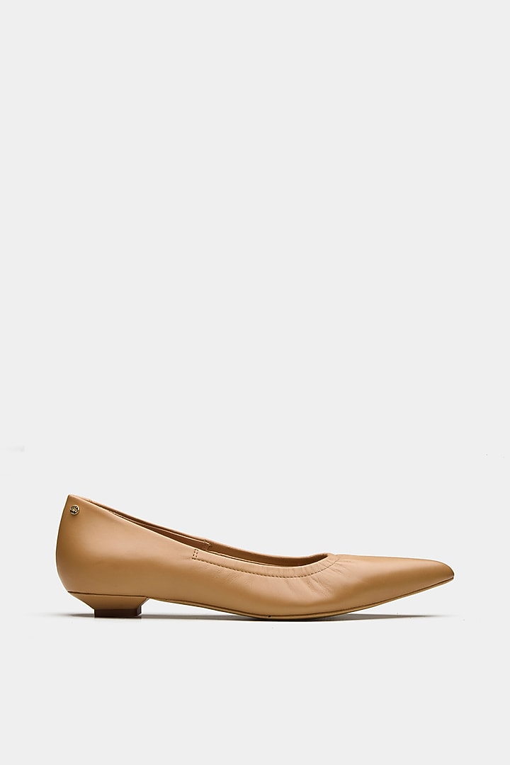 Nude Crust Leather Ballerina Heels by Oroh at Pernia's Pop Up Shop