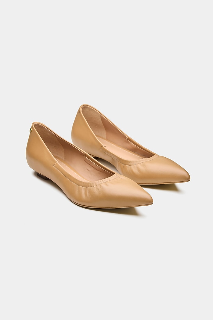 Nude Crust Leather Ballerina Heels by Oroh at Pernia's Pop Up Shop