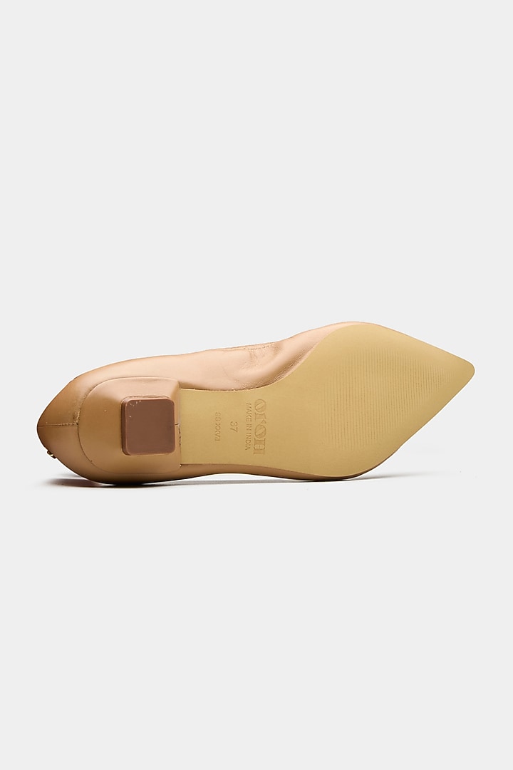 Nude Crust Leather Ballerina Heels by Oroh at Pernia's Pop Up Shop
