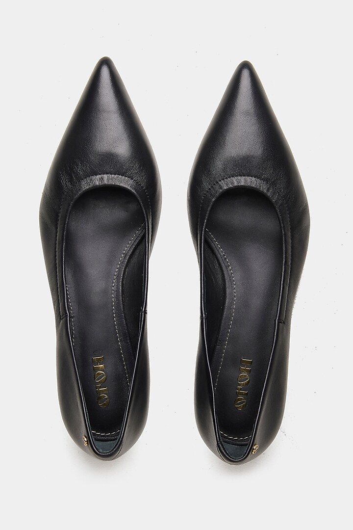 Black Crust Leather Ballerina Heels by Oroh at Pernia's Pop Up Shop