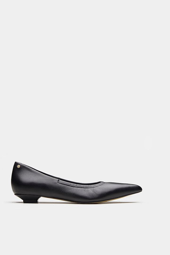 Black Crust Leather Ballerina Heels by Oroh at Pernia's Pop Up Shop