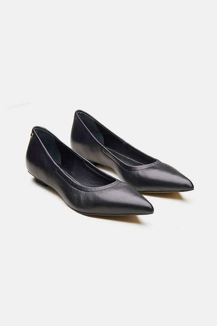 Black Crust Leather Ballerina Heels by Oroh at Pernia's Pop Up Shop